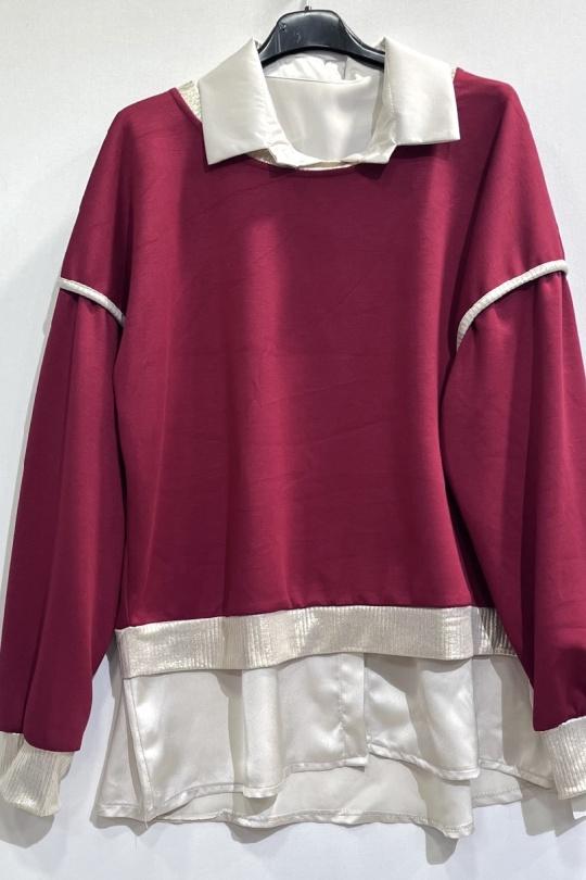 Tops Femme Rouge foncé CHEN MODE 25311 Efashion Paris