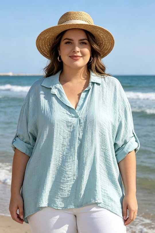 Blouses Femme Turquoise CHEN MODE 6868 Efashion Paris
