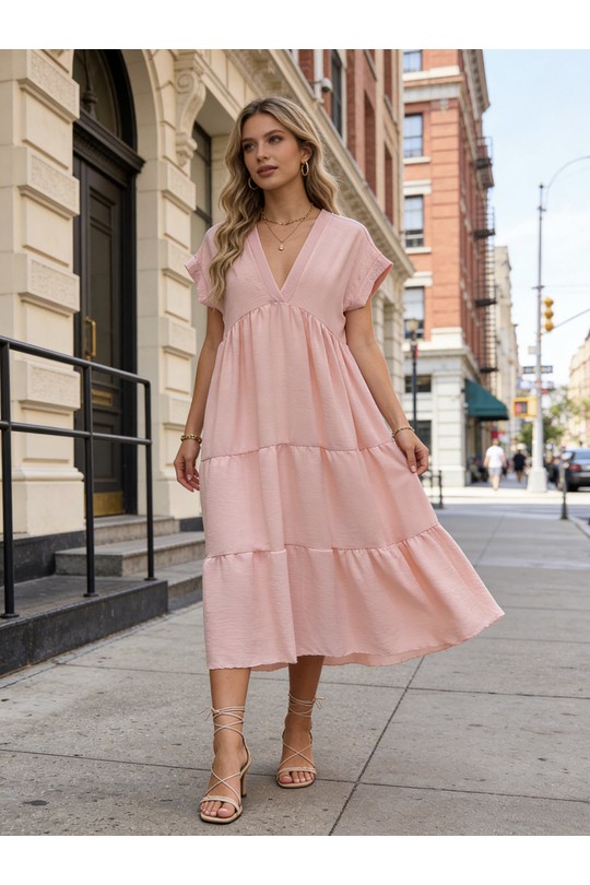 Robes mi-longues Femme Rose hk&city 18711 Efashion Paris