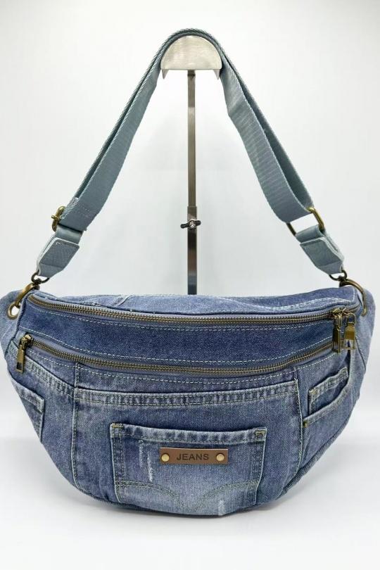 Sacs bananes Maroquinerie Bleu jean KL J026 Efashion Paris