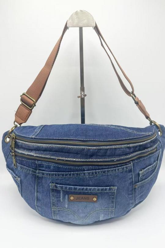 Sacs bananes Maroquinerie Bleu jean KL J026 Efashion Paris