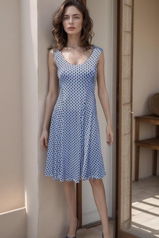 Robes courtes Femme Bleu Genese 1618MS-215 Efashion Paris