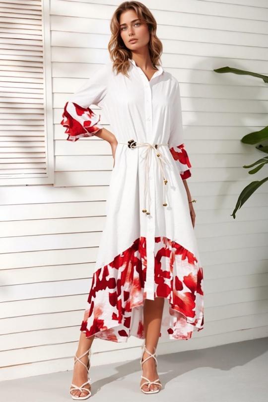 Robes mi-longues Femme Rouge Genese 9107 Efashion Paris