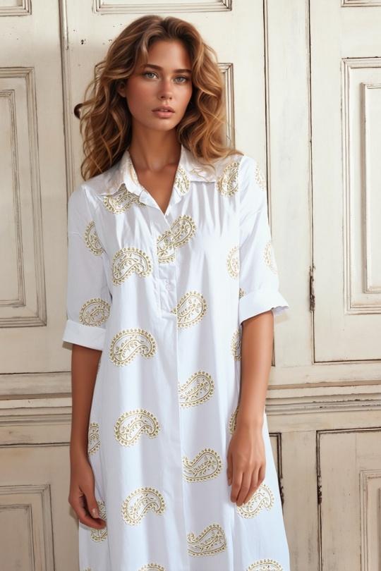 Robes courtes Femme Blanc Genese 8237 Efashion Paris