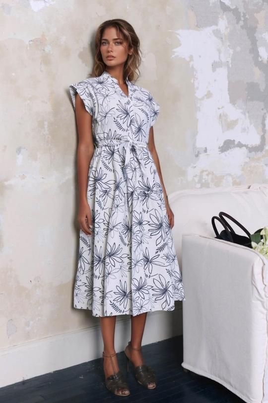 Robes mi-longues Femme Blanc Genese 8991-2 Efashion Paris