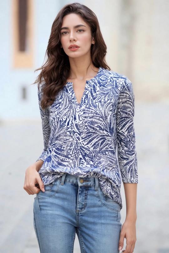 Blouses Women Blue Genese 1129ML-105 Efashion Paris