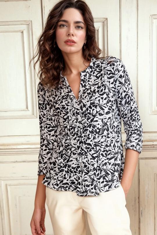 Blouses Women Black Genese 1129ML-106 Efashion Paris