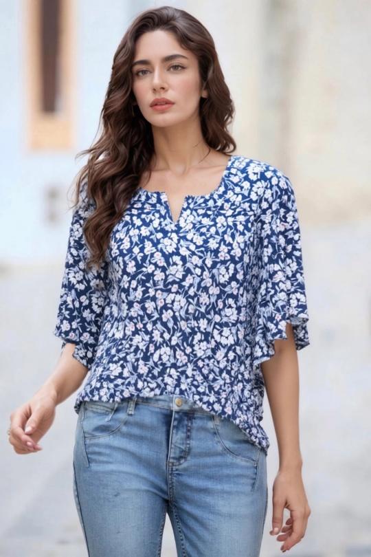 Blouses Femme Bleu jean Genese 1141-17 Efashion Paris