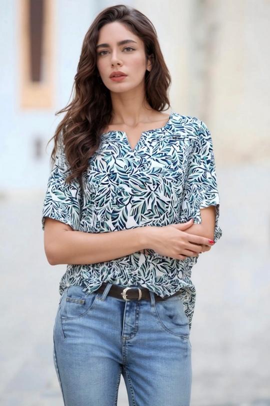 Blouses Femme Vert d eau Genese 1141-18 Efashion Paris