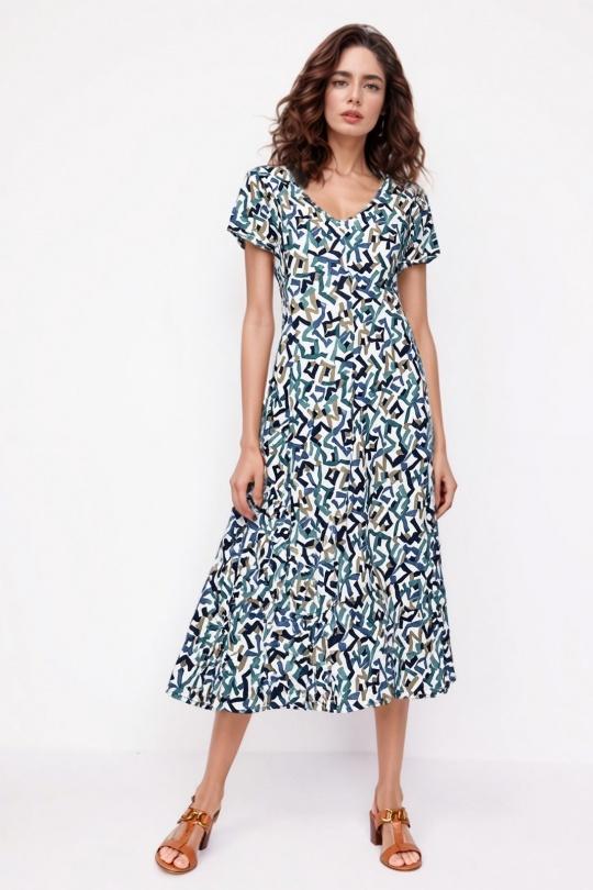 Robes mi-longues Femme Bleu Genese 1673LMC-215 Efashion Paris