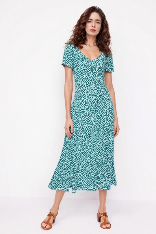 Vestidos a media pierna Mujer Green Genese 1673LMC-216 Efashion Paris