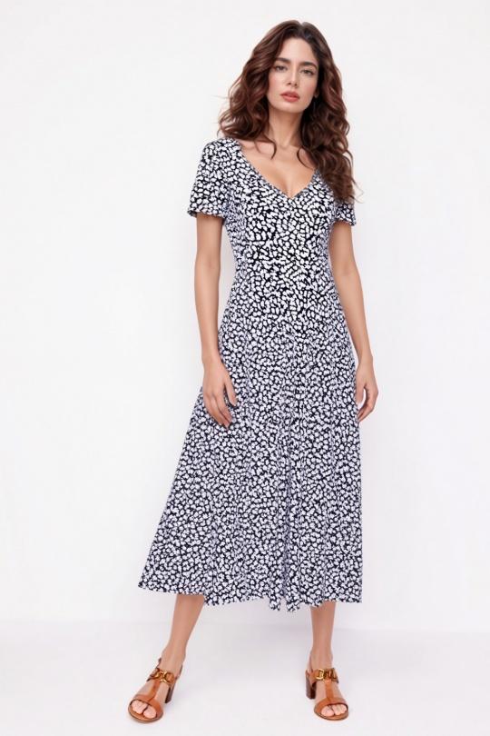 Robes mi-longues Femme Bleu Genese 1673LMC-218 Efashion Paris