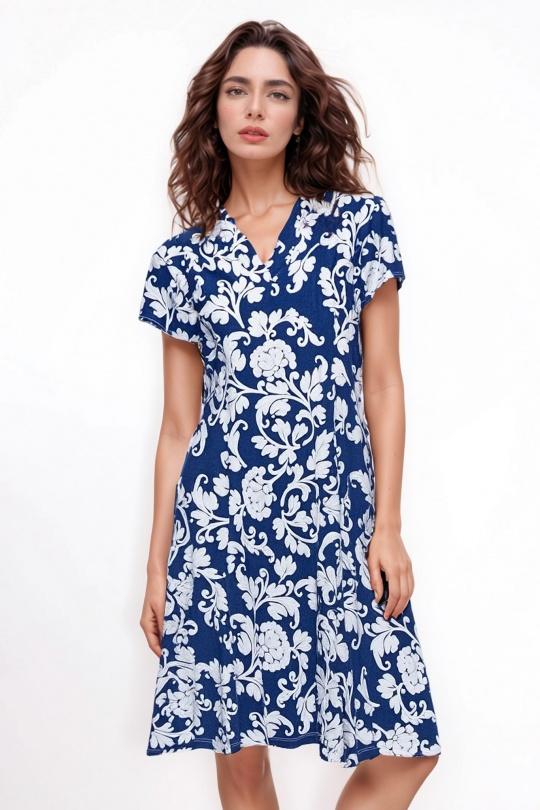 Robes courtes Femme Bleu Genese 1857MC-27 Efashion Paris