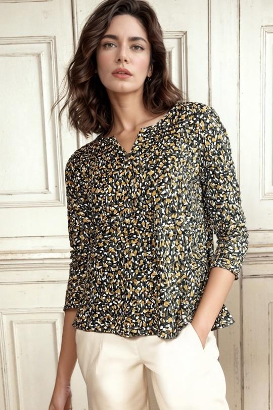 Blouses Femme Kaki Genese 1131ML-03 Efashion Paris