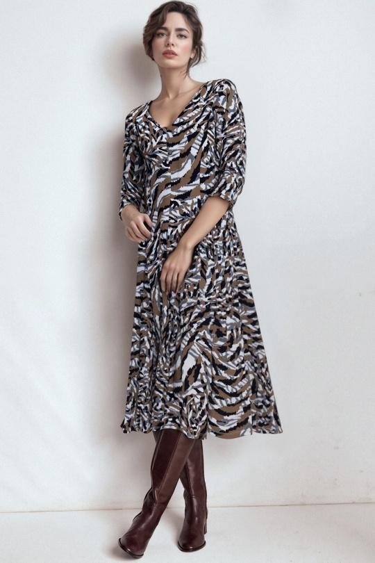 Midi dresses Women Brown Genese 1673KM-106 Efashion Paris