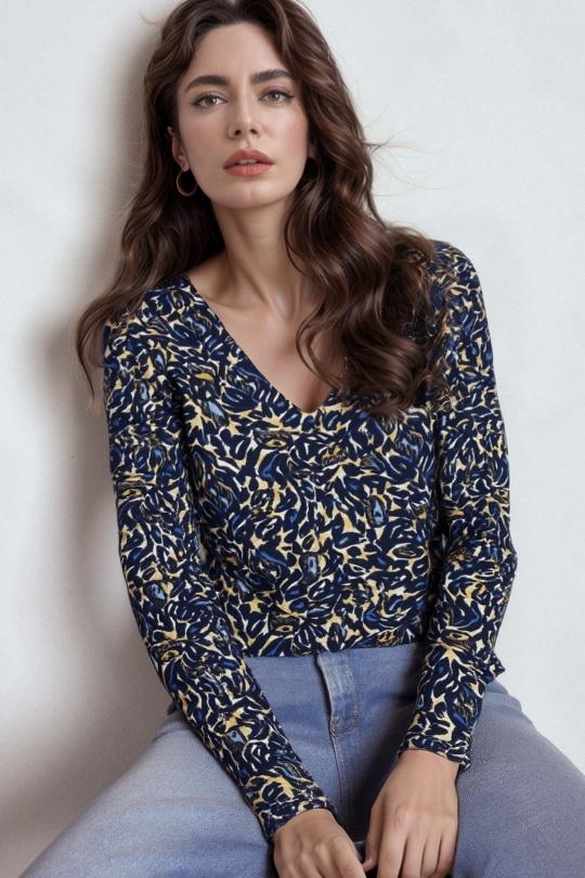 Blouses Femme Bleu marine Genese 1121KM-14 Efashion Paris