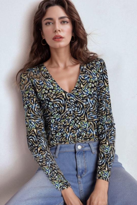 Blouses Femme Bleu foncé Genese 1121KM-16 Efashion Paris