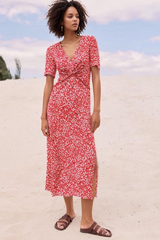 Robes longues Femme Rouge à motif fleur Joy's 1858MC Efashion Paris