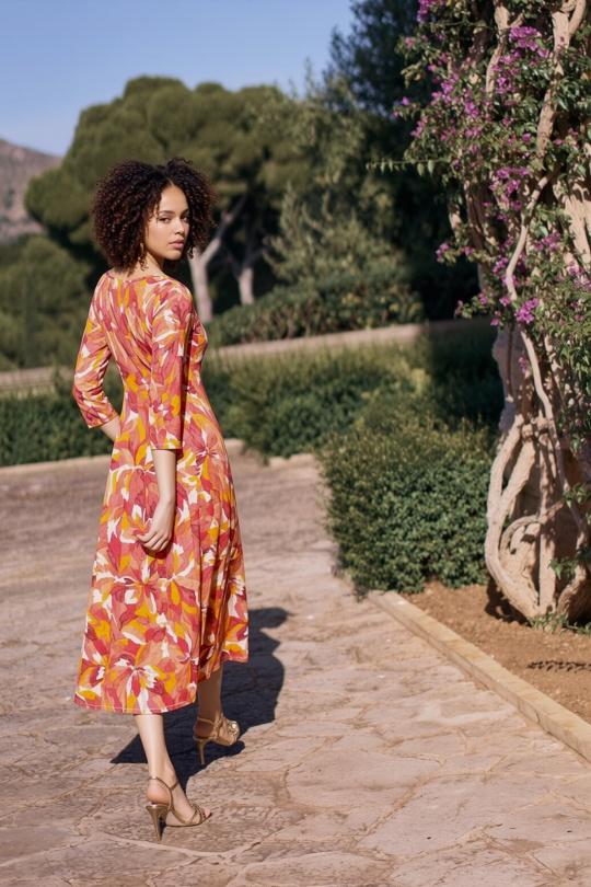 Robes mi-longues Femme Rouge orangé Joy's 1673LML Efashion Paris