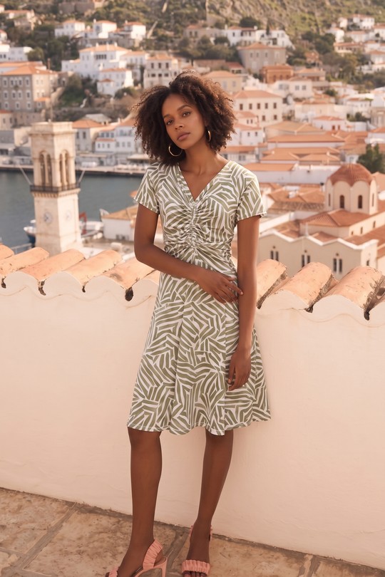 Robes courtes Femme Vert Olive Joy's 1635mc-23 Efashion Paris