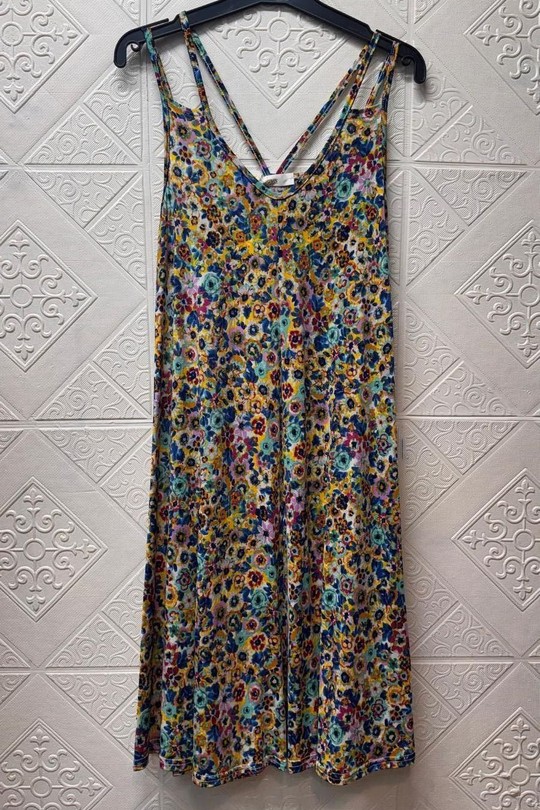 Robes mi-longues Femme Bleu/Jaune Joy's 1824-108 Efashion Paris