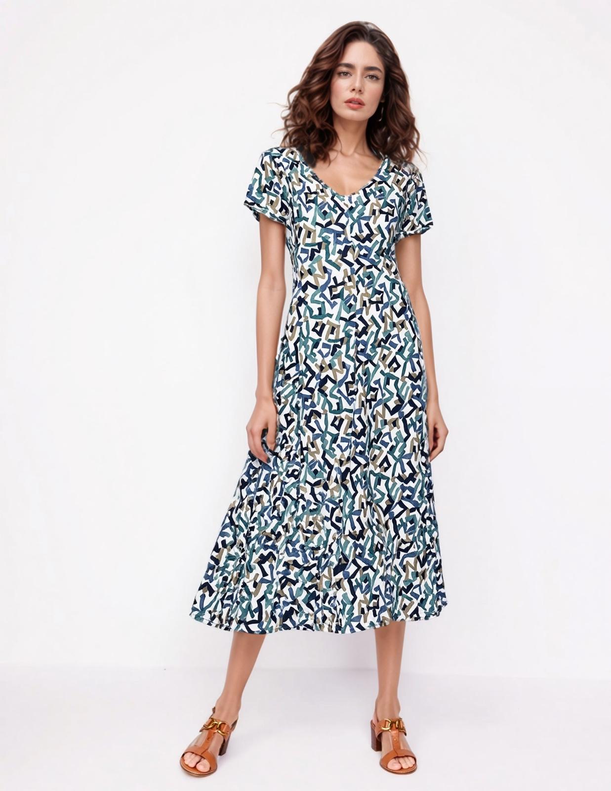 Robes mi-longues Femme Bleu Genese 1673LMC-215 #c Efashion Paris