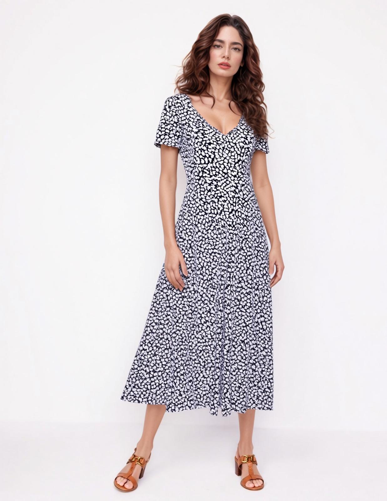 Robes mi-longues Femme Bleu Genese 1673LMC-218 #c Efashion Paris