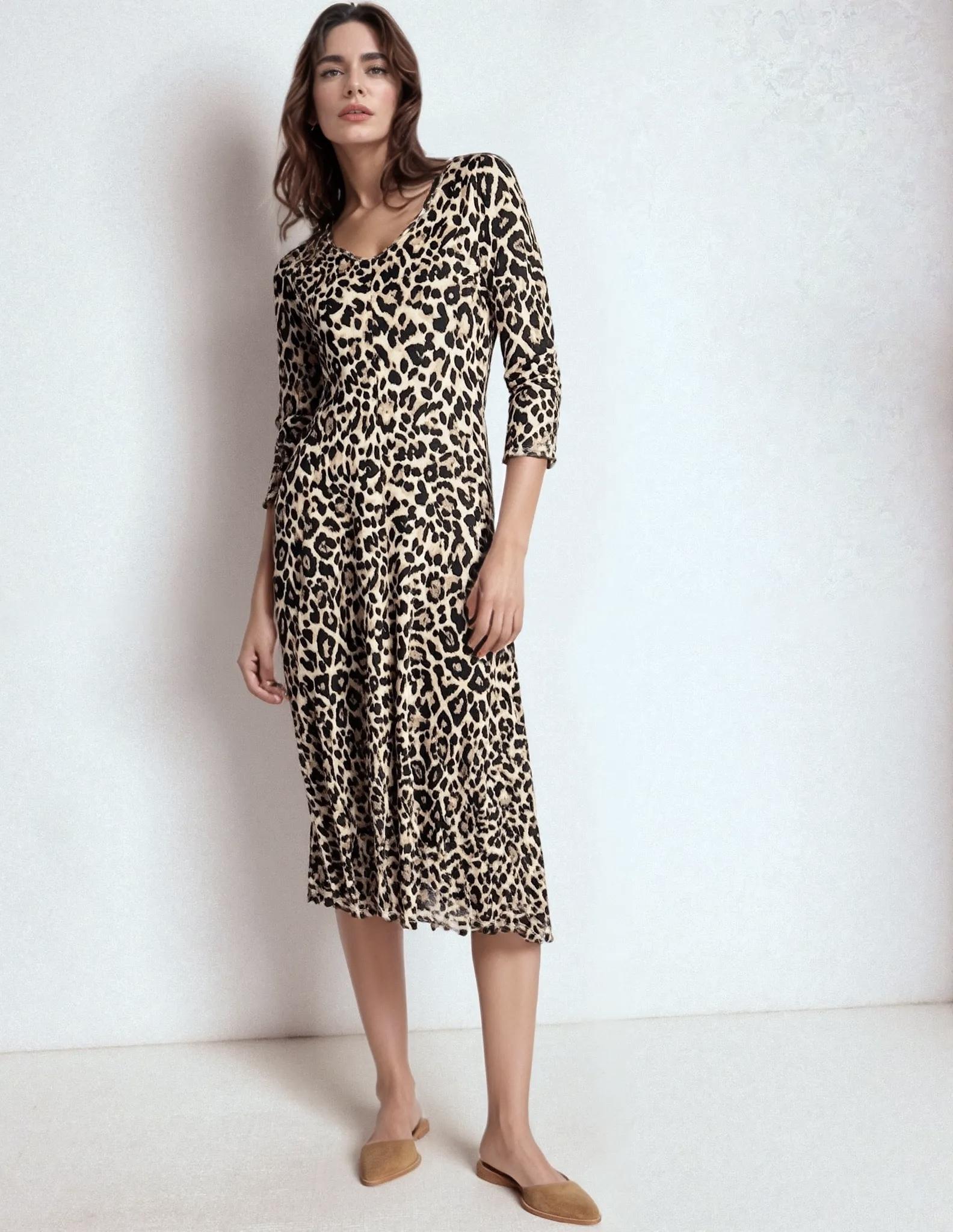 Robes mi-longues Femme Leopard Joy's 1673LML-96 #c Efashion Paris