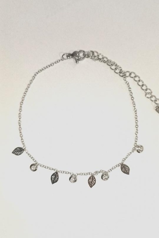 Pulseras Complementos Silver DIAMOND BRACELET ACIER FEUILLE Efashion Paris