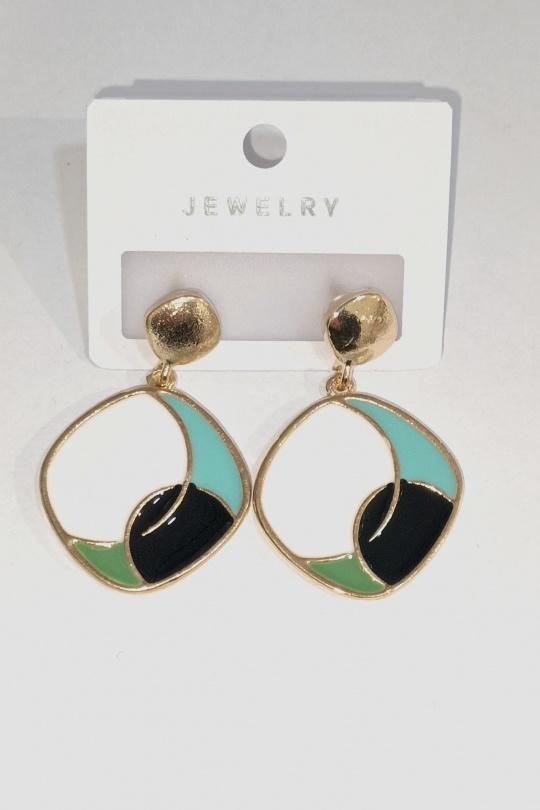 Boucles d'oreilles Accessoires Noir DIAMOND BO CARRE CERCLE Efashion Paris