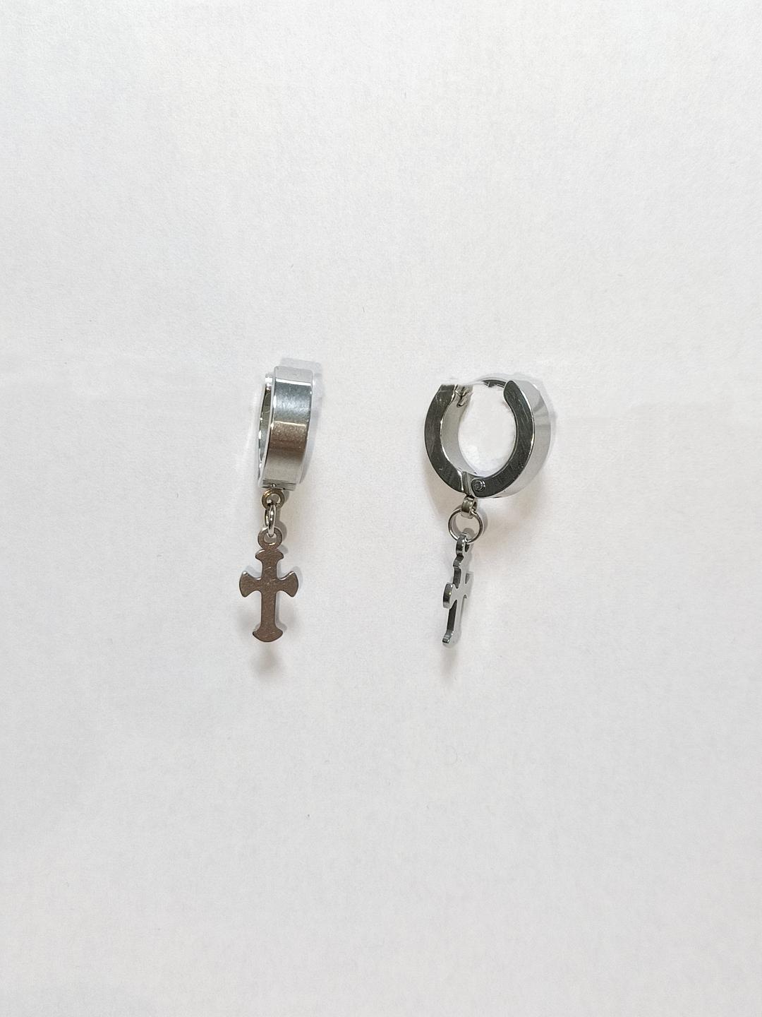 Boucles d'oreilles Accessoires Argent DIAMOND BO ANNEAUX CROIX #c Efashion Paris