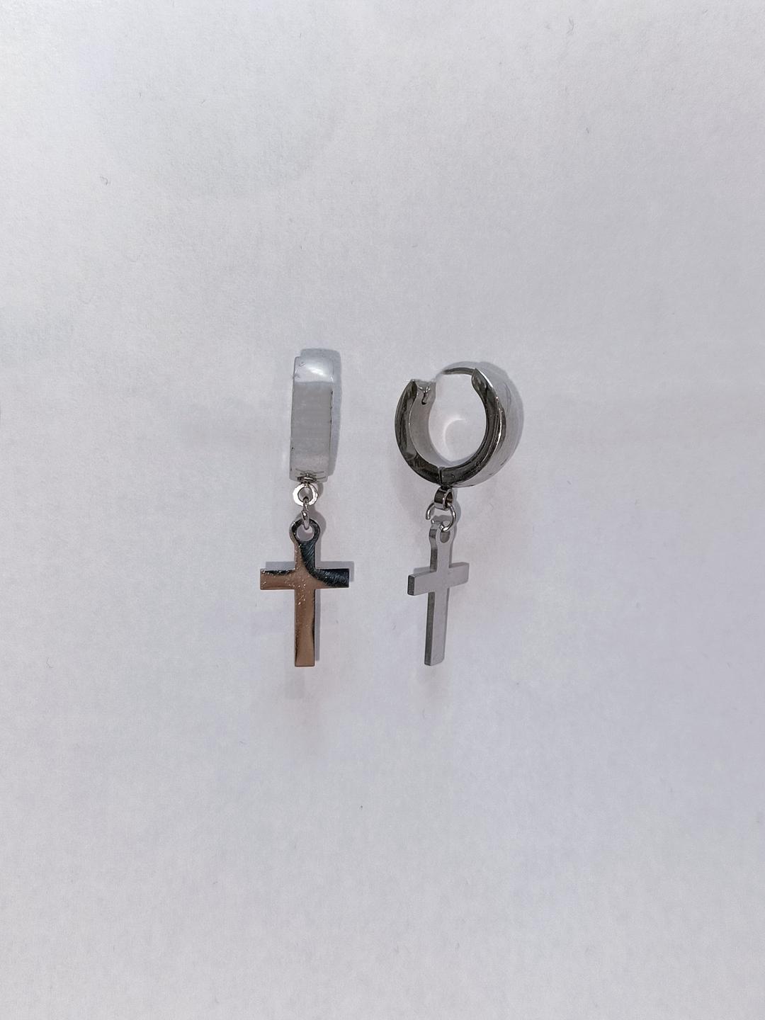 Boucles d'oreilles Accessoires Argent DIAMOND BO ANNEAUX CROIX G #c Efashion Paris