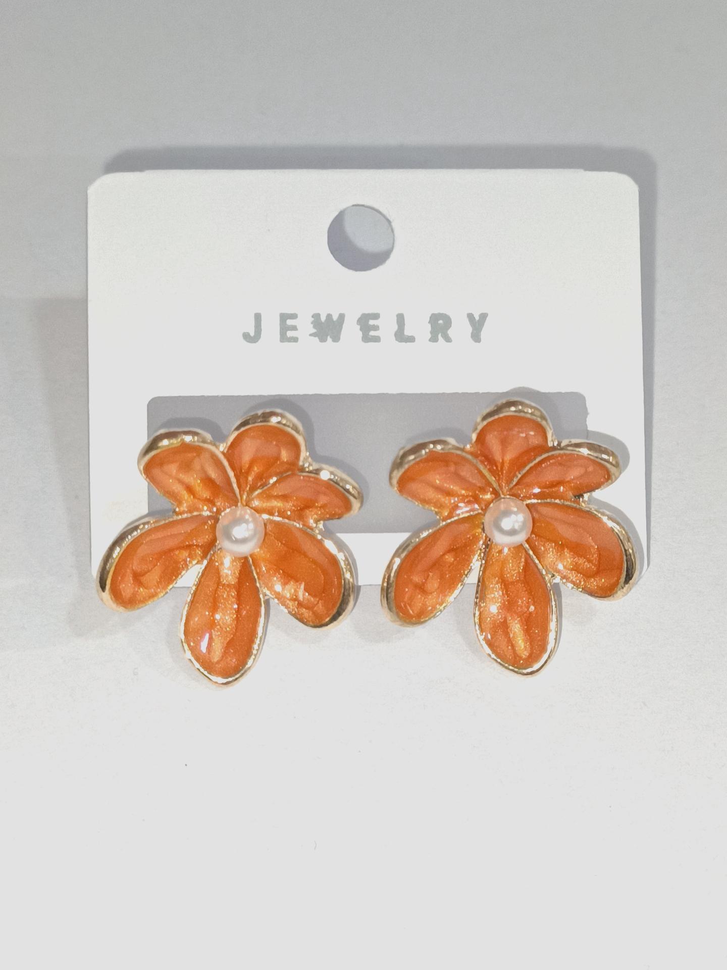 Pendientes Complementos Orange DIAMOND BO 6 PETALE FLEUR PERLE #c Efashion Paris