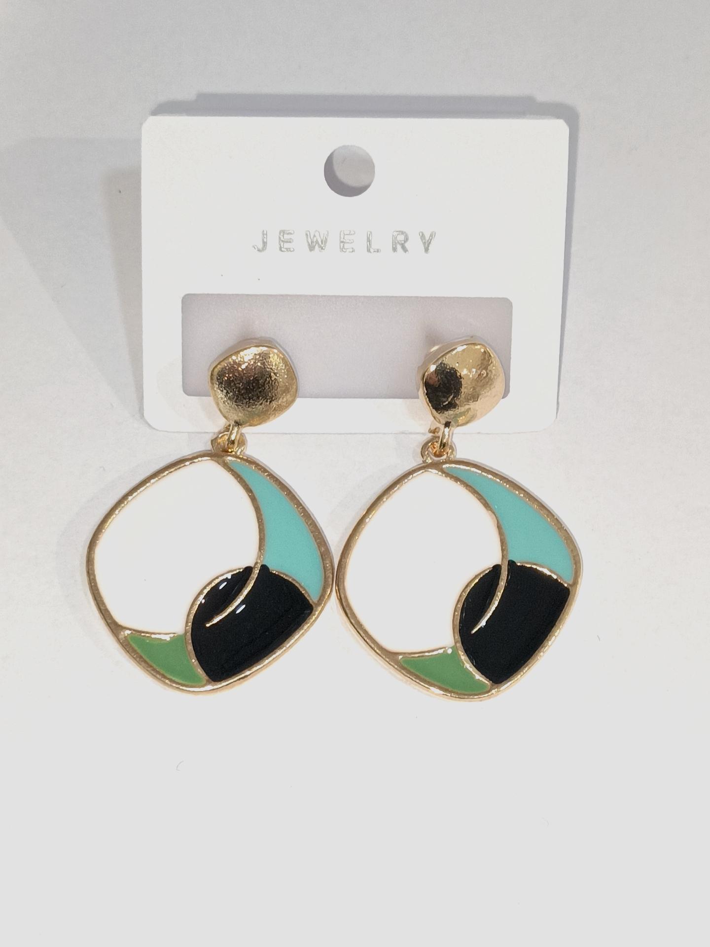Boucles d'oreilles Accessoires Noir DIAMOND BO CARRE CERCLE #c Efashion Paris