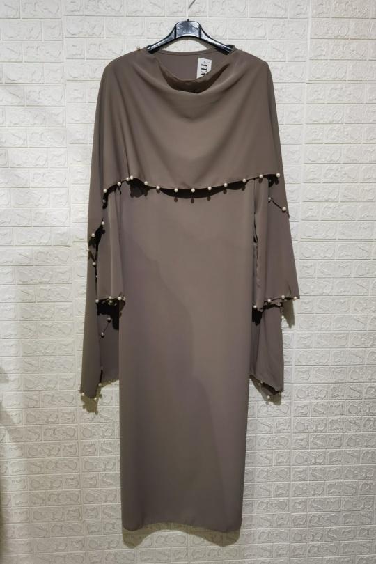 Abaya Femme Taupe ZC MODE ABAYA-ZC2603 Efashion Paris