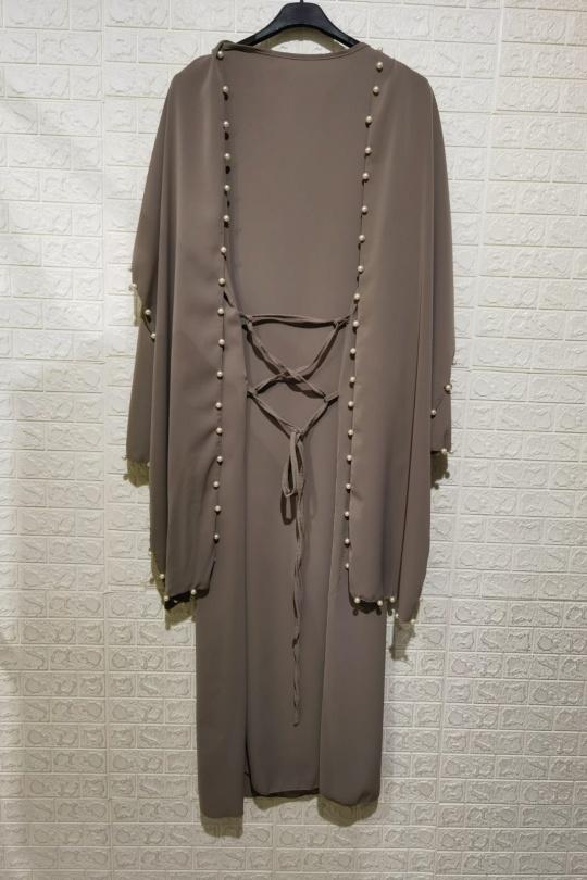 Abaya Femme Taupe ZC MODE ABAYA-ZC2603 Efashion Paris
