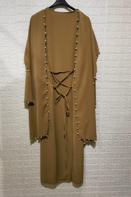 Abaya Femme Taupe ZC MODE ABAYA-ZC2603 Efashion Paris