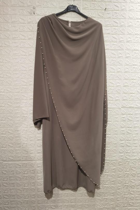 Abaya Femme Taupe ZC MODE ABAYA-2618 Efashion Paris