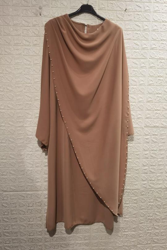 Abaya Femme Taupe ZC MODE ABAYA-2618 Efashion Paris