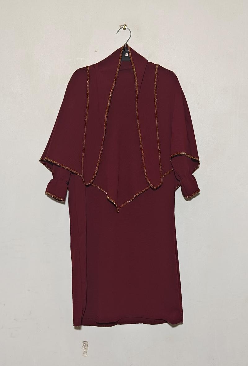 Ensembles Enfant & Bébé  Bordeaux MINI POMME ABAYA 2 PIECES ABAYA ROBE AVEC KHIMAR #c Efashion Paris