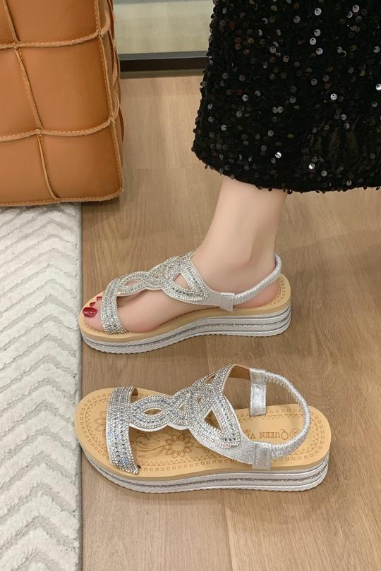 Compensées Chaussures Argent VIVI RICH 98-255 Efashion Paris