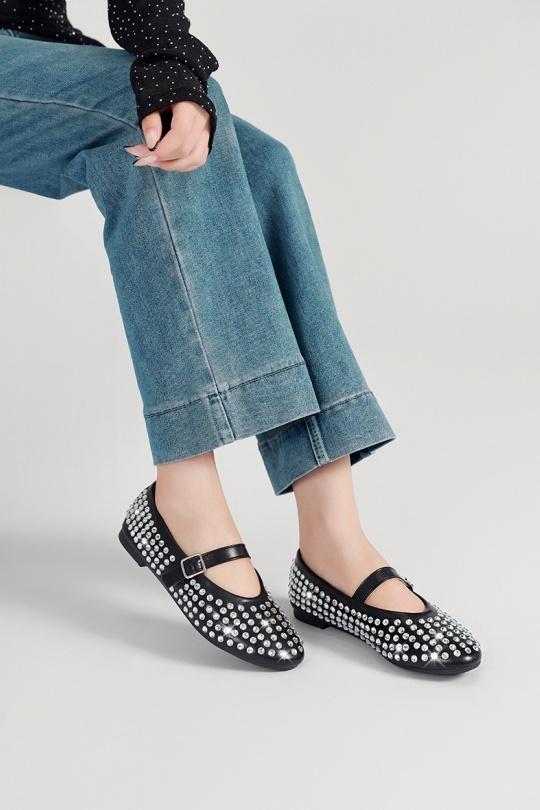 Ballerines Chaussures Noir VIVI RICH QU-1 Efashion Paris