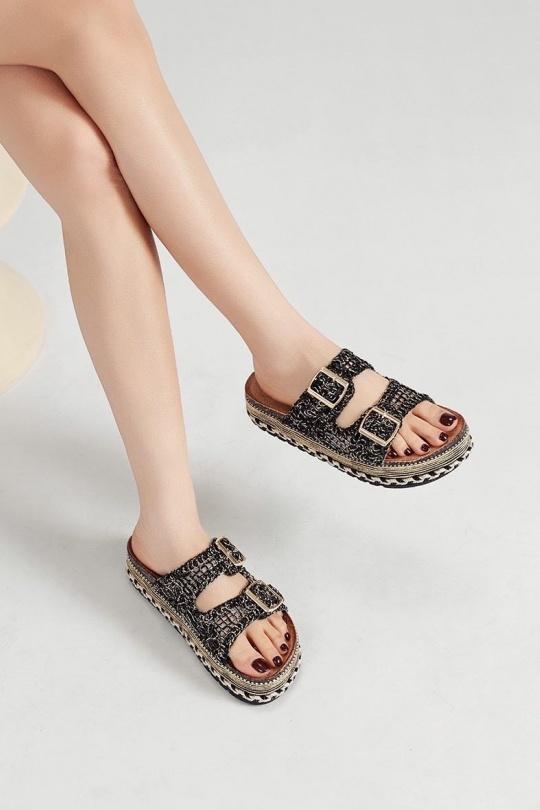 Sandals Shoes Black VIVI RICH 218-628 Efashion Paris