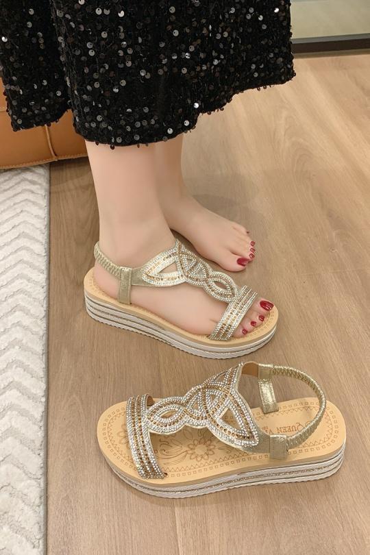 Wedges Shoes Gold VIVI RICH 98-255 Efashion Paris