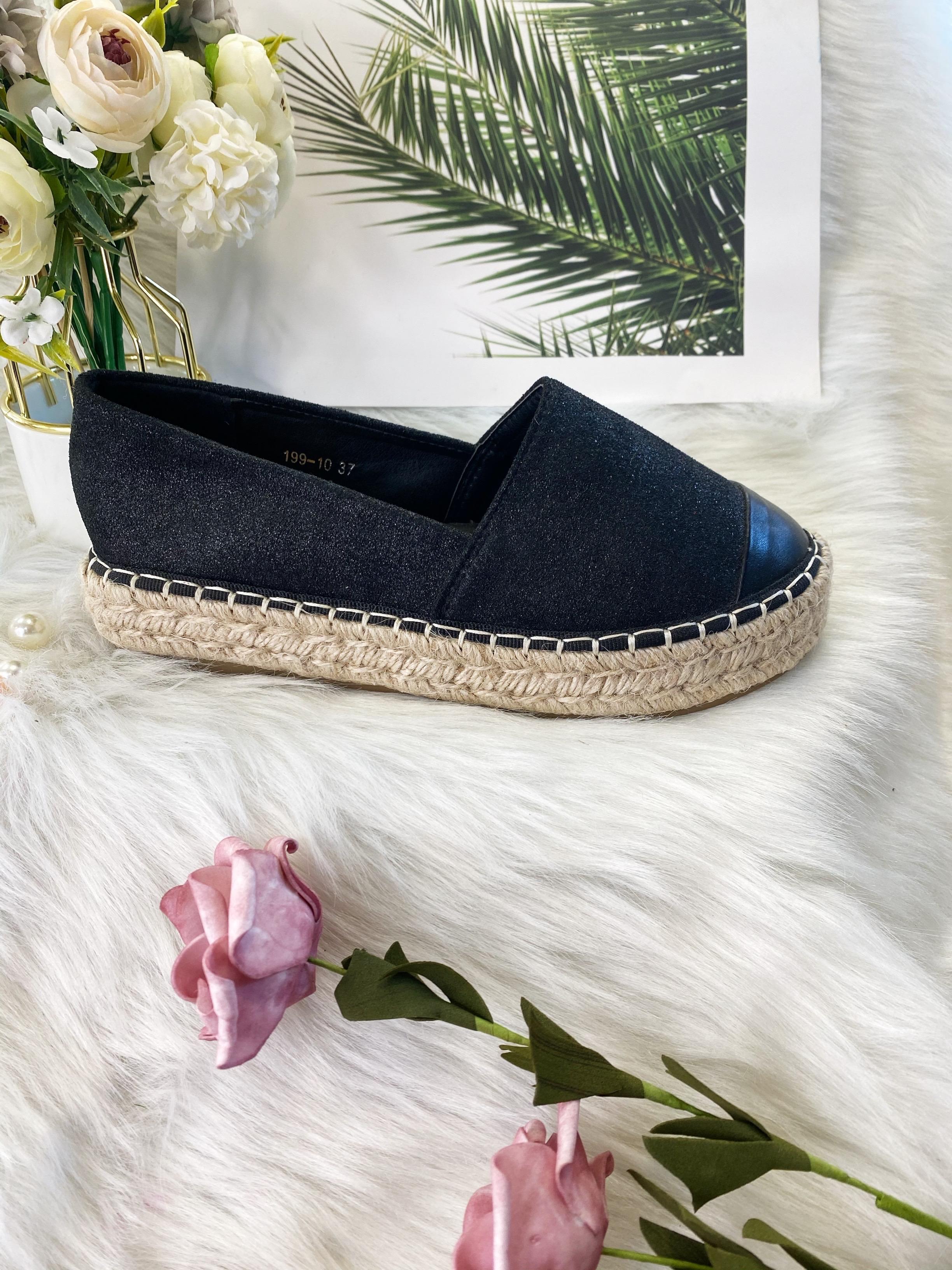 Espadrilles Chaussures Noir VIVI RICH 199-10 #c Efashion Paris
