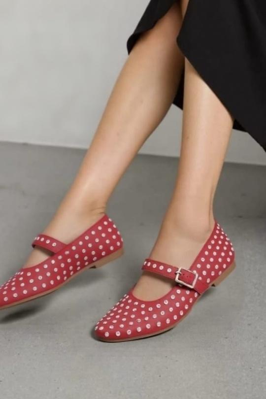 Ballerines Chaussures Rouge BELLOSTAR J1916 Efashion Paris