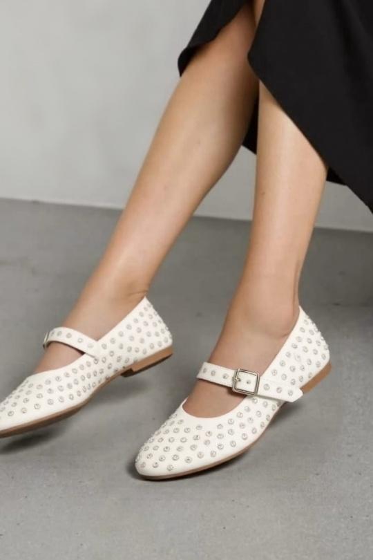 Ballerines Chaussures Blanc BELLOSTAR J1916 Efashion Paris