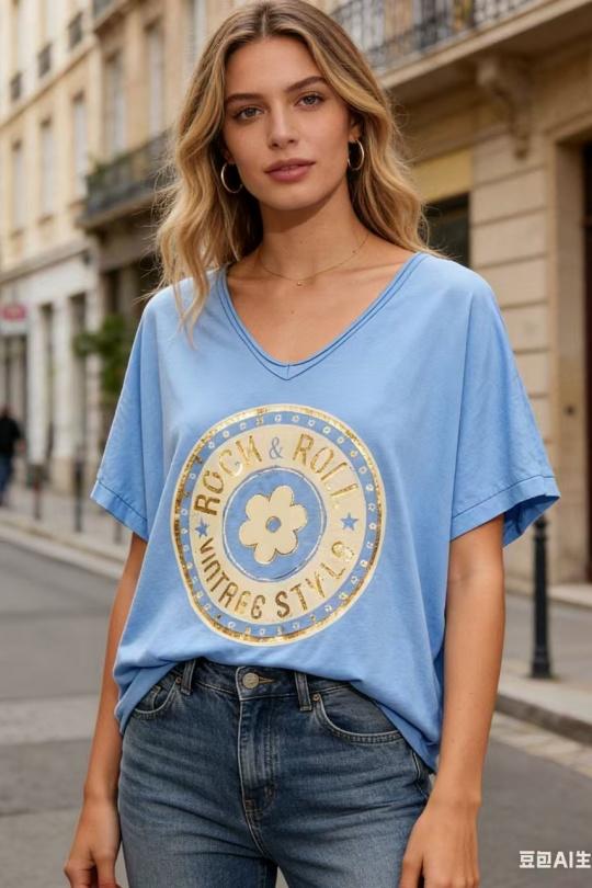 Tops Mujer Sky blue CORALINE 21109-1 Efashion Paris