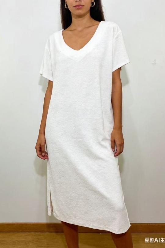 Robes mi-longues Femme Blanc CORALINE 2065 Efashion Paris