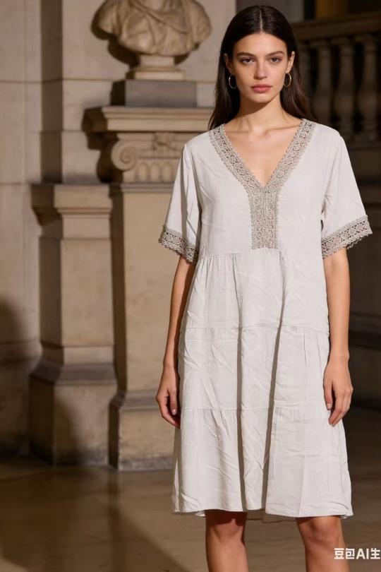 Robes mi-longues Femme Blanc CORALINE 8675 Efashion Paris